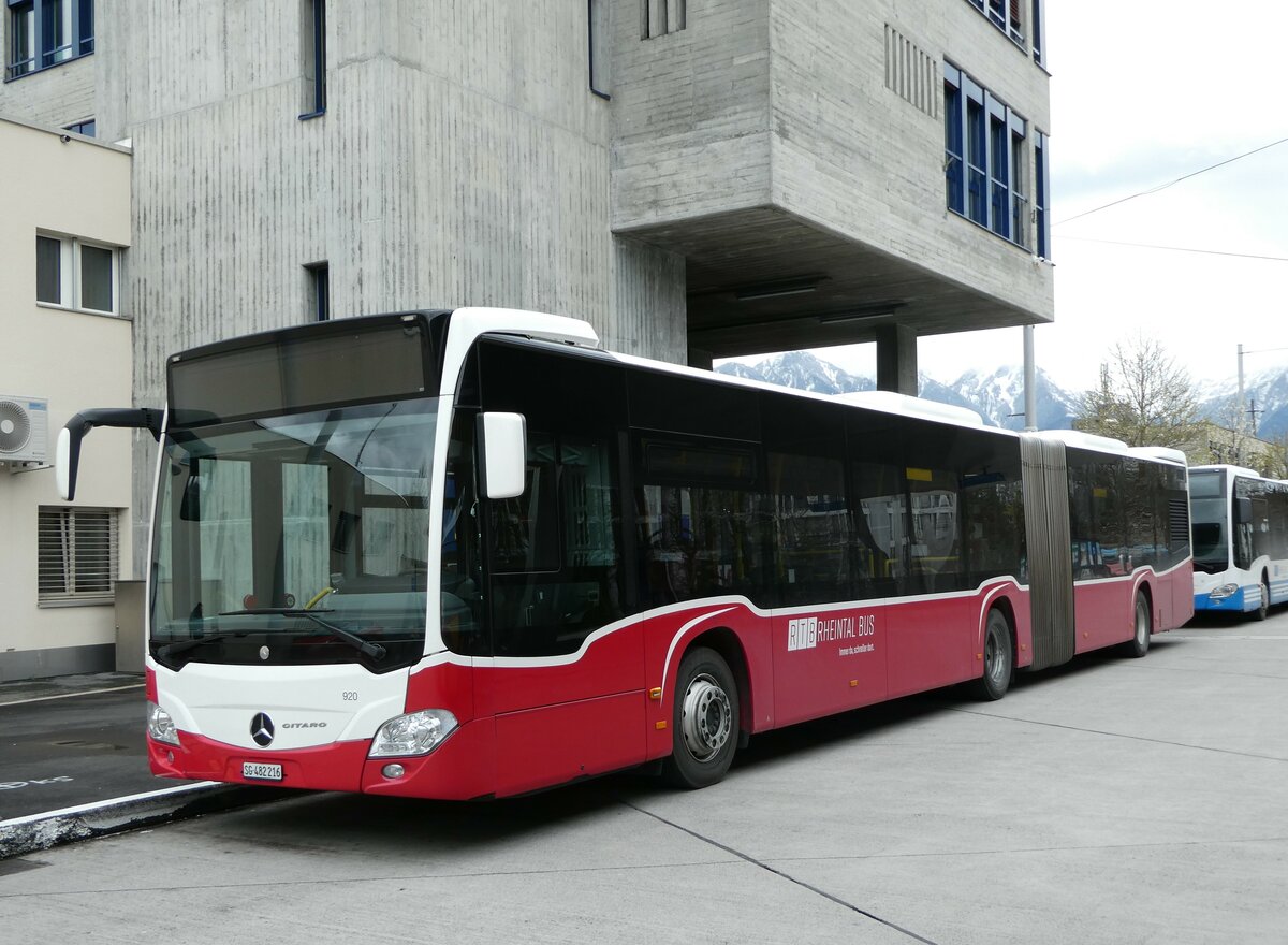 (248'469) - RTB Altsttten - Nr. 920/SG 482'216 - Mercedes (ex Wiener Linien, A-Wien Nr. 8724) am 13. April 2023 beim Bahnhof Buchs