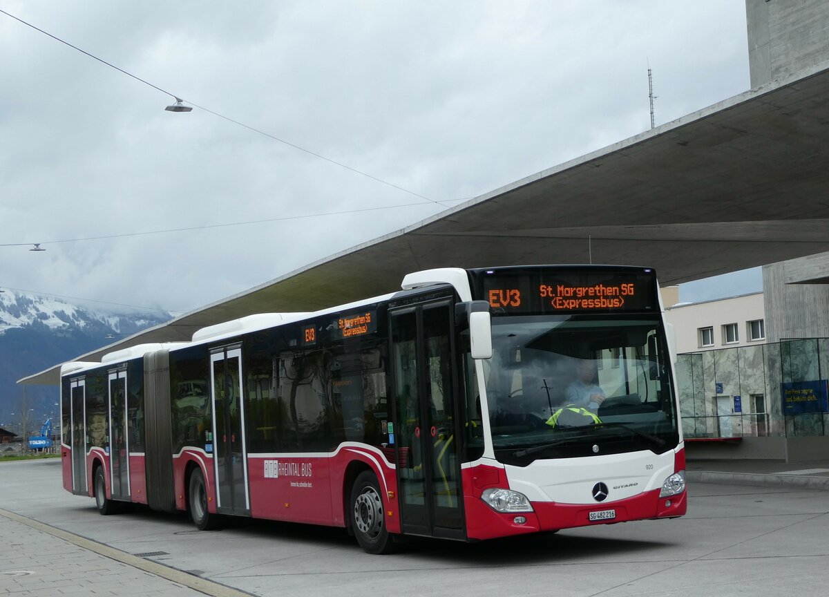 (248'472) - RTB Altsttten - Nr. 920/SG 482'216 - Mercedes (ex Wiener Linien, A-Wien Nr. 8724) am 13. April 2023 beim Bahnhof Buchs