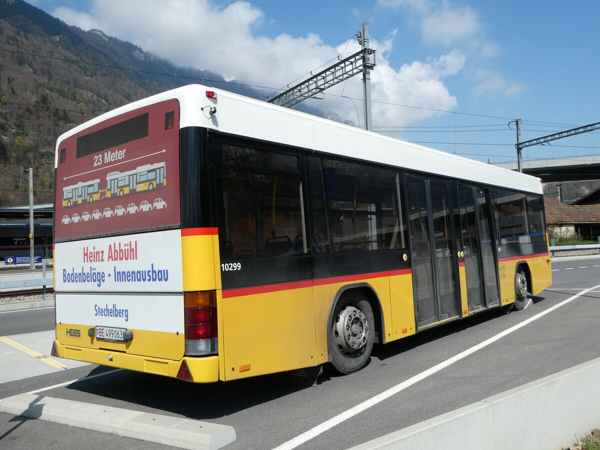 (248'876) - PostAuto Bern - BE 499'063/PID 10'299 - Lanz+Marti/Hess Personenanhnger (ex VBL Luzern Nr. 310) am 19. April 2023 beim Bahnhof Interlaken Ost