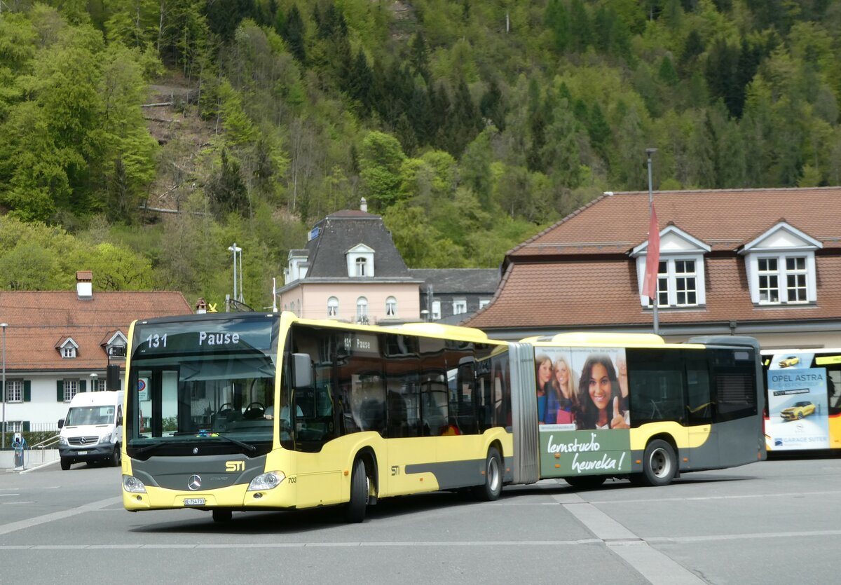 (249'417) - STI Thun - Nr. 703/BE 754'703 - Mercedes am 2. Mai 2023 beim Bahnhof Interlaken Ost