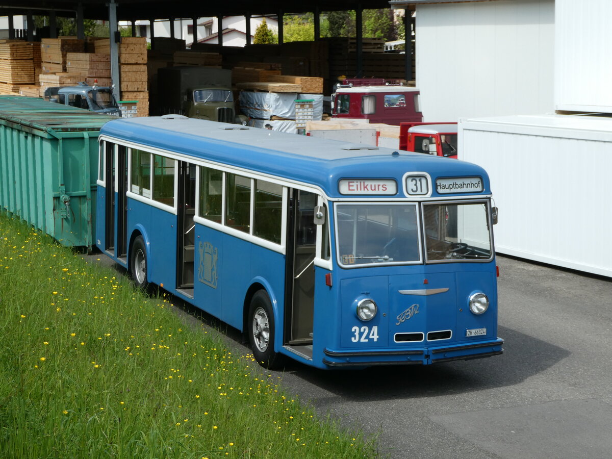 (249'766) - VBZ Zrich (TMZ) - Nr. 324/ZH 66'324 - FBW/Tscher (ex Privat; ex VBZ Zrich Nr. 324) am 6. Mai 2023 in Attikon, Wegmller