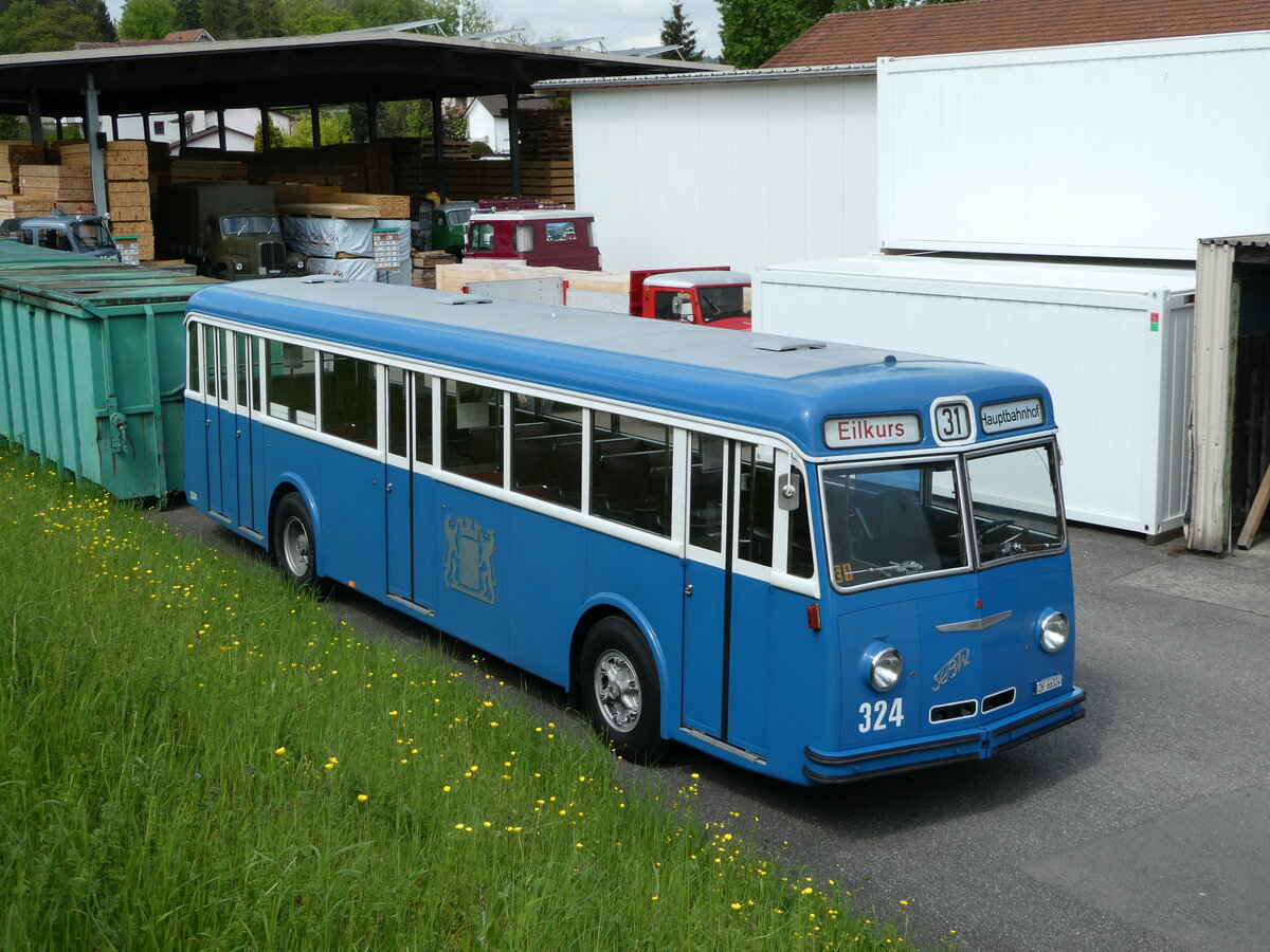 (249'767) - VBZ Zrich (TMZ) - Nr. 324/ZH 66'324 - FBW/Tscher (ex Privat; ex VBZ Zrich Nr. 324) am 6. Mai 2023 in Attikon, Wegmller