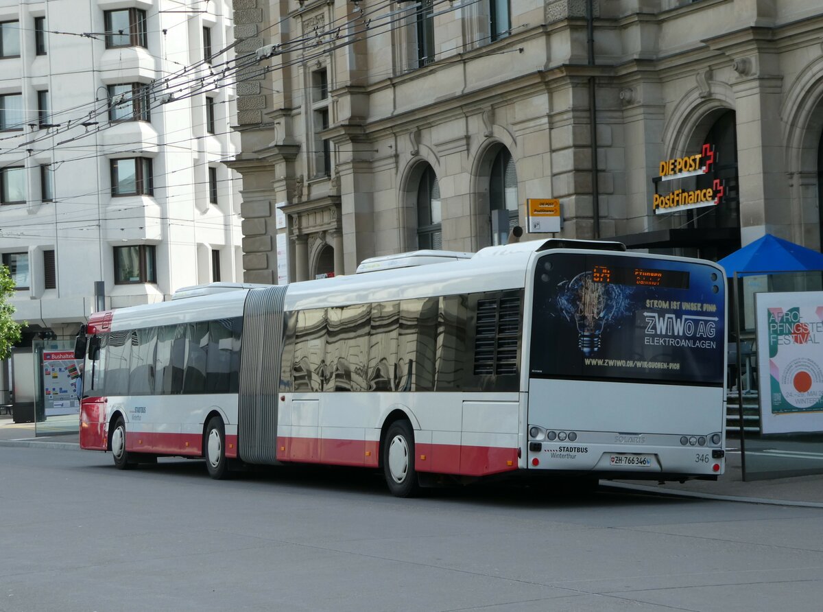 (249'867) - SW Winterthur - Nr. 346/ZH 766'346 - Solaris am 12. Mai 2023 beim Hauptbahnhof Winterthur