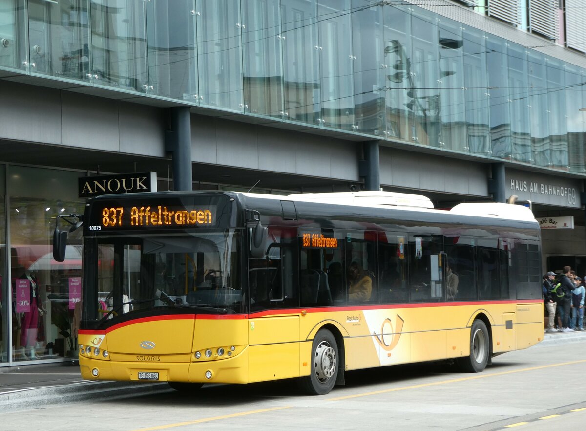 (249'872) - PostAuto Ostschweiz - TG 158'060/PID 10'075 - Solaris am 12. Mai 2023 beim Bahnhof Frauenfeld