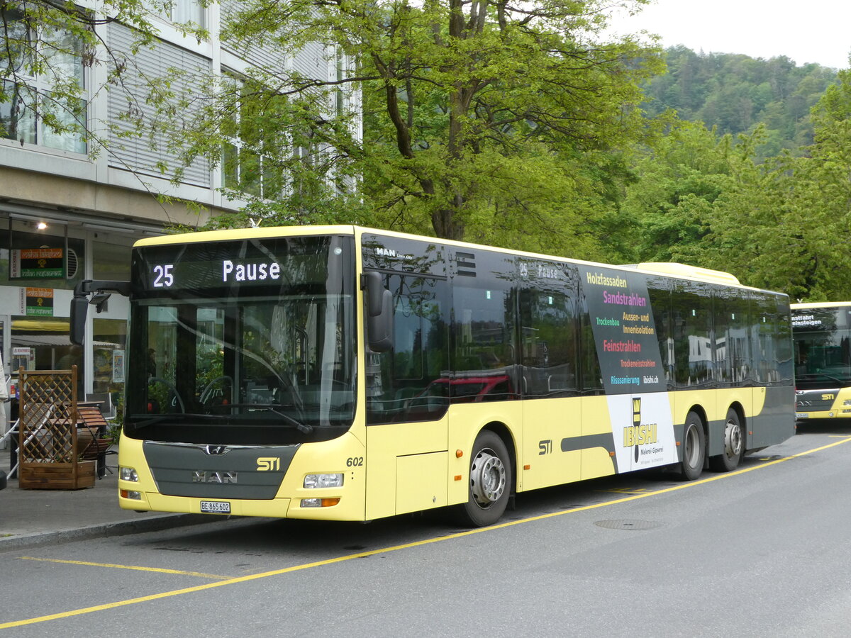 (249'932) - STI Thun - Nr. 602/BE 865'602 - MAN am 13. Mai 2023 bei der Schifflndte Thun