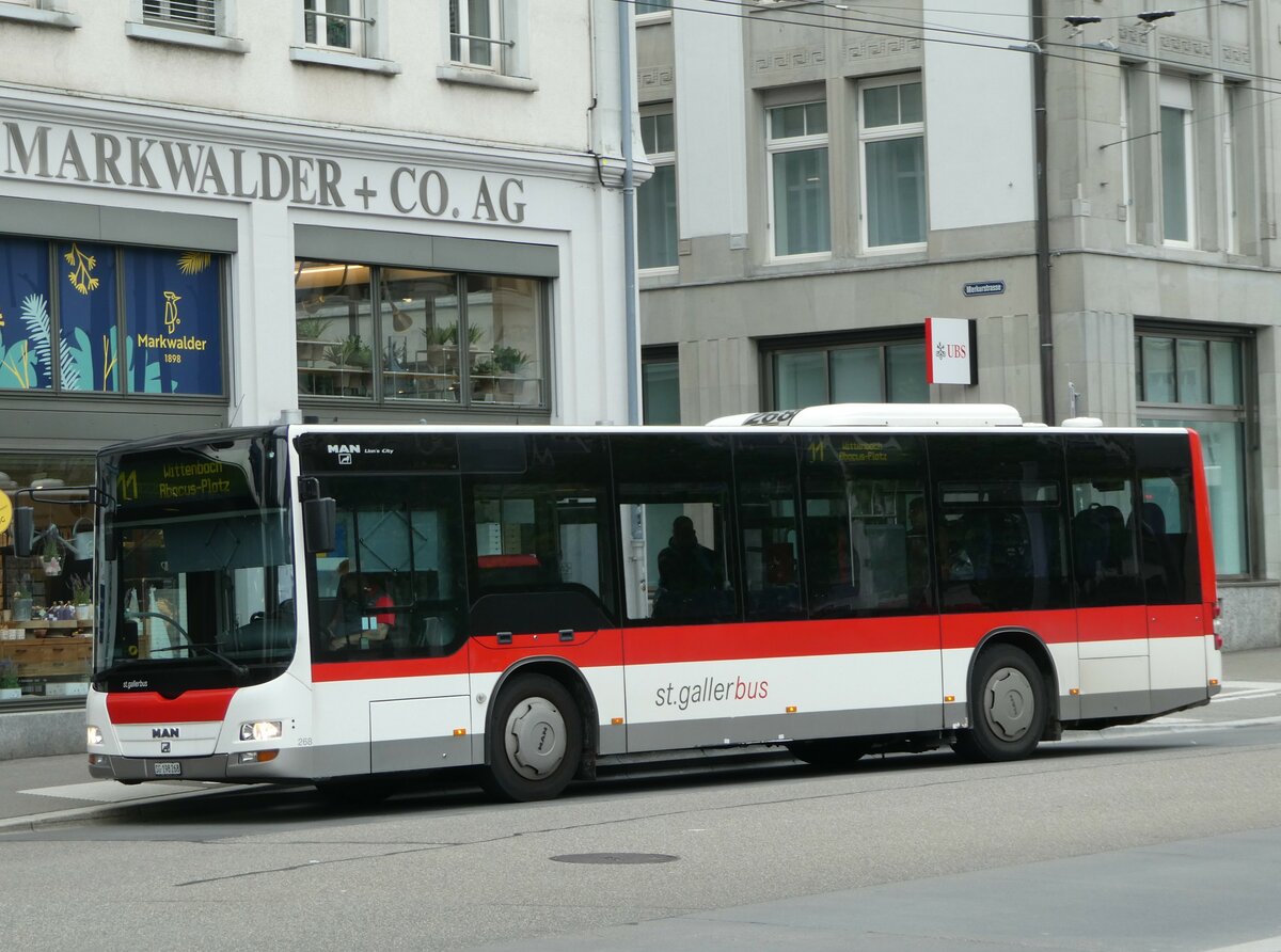 (250'069) - St. Gallerbus, St. Gallen - Nr. 268/SG 198'268 - MAN/Gppel am 16. Mai 2023 beim Bahnhof St. Gallen