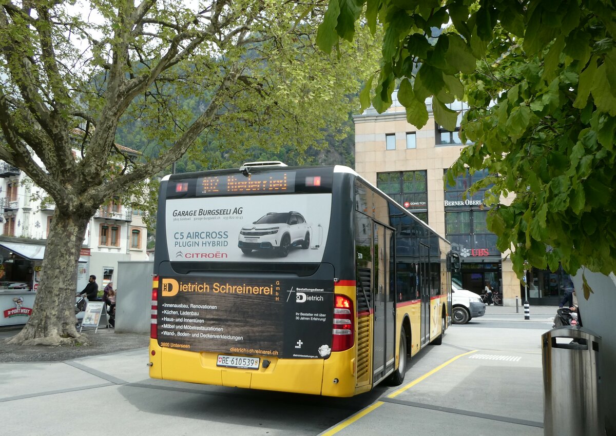 (250'252) - PostAuto Bern - BE 610'539/PID 5270 - Mercedes (ex BE 700'281; ex Schmocker, Stechelberg Nr. 2) am 19. Mai 2023 beim Bahnhof Interlaken West 