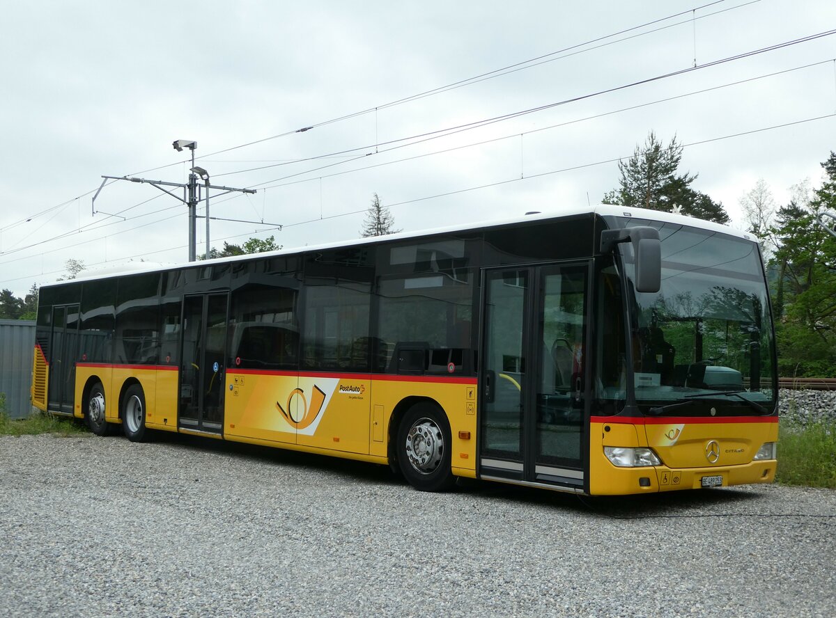 (250'282) - PostAuto Bern - Nr. 73/BE 489'253/PID 5066 - Mercedes (ex PostAuto Zentralschweiz Nr. 73; ex PostAuto Zentralschweiz Nr. 22; ex Thepra, Stans Nr. 22) am 20. Mai 2023 in Laupen, Garage