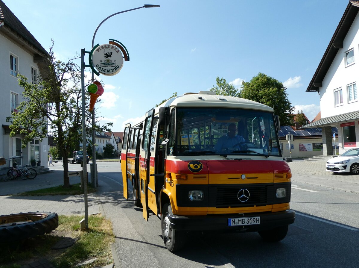 (250'909) - Hahn, Mnchen - Nr. 6/M-MB 309H - Mercedes (ex Mller, CH-Ennetmoos Nr. 6; ex Portenier, CH-Adelboden Nr. 6; ex Geiger, CH-Adelboden Nr. 6) am 3. Juni 2023 in Essenbach, Eiscaf Riviera