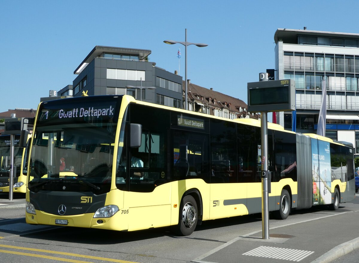 (251'113) - STI Thun - Nr. 705/BE 754'705 - Mercedes am 6. Juni 2023 beim Bahnhof Thun