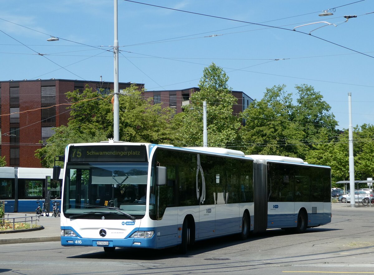 (251'432) - VBZ Zrich - Nr. 416/ZH 745'416 - Mercedes am 13. Juni 2023 in Zrich, Seebach