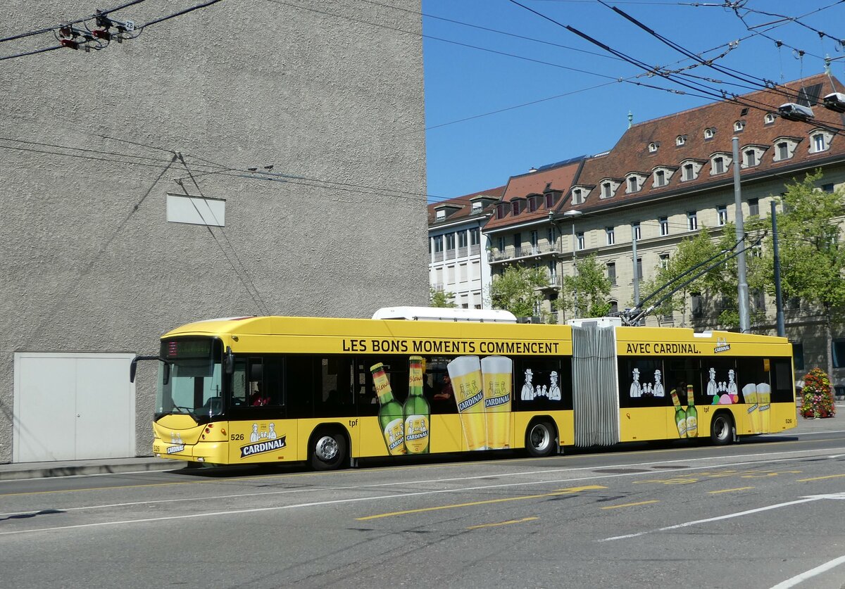 (251'512) - TPF Fribourg - Nr. 526 - Hess/Hess Gelenktrolleybus am 15. Juni 2023 in Fribourg, Rue Pierre-Kaelin