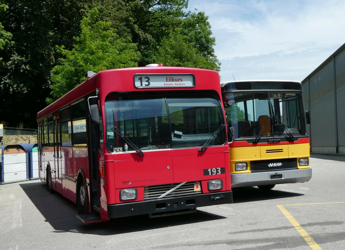 (251'695) - Bernmobil, Bern (SOB) - Nr. 193 - Volvo/Gangloff am 18. Juni 2023 in Burgdorf, kihof Ziegelgut