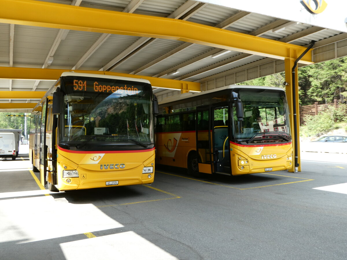 (252'122) - Jaggi, Kippel - Nr. 27/VS 2725/PID 10'485 - Iveco am 26. Juni 2023 beim Bahnhof Goppenstein