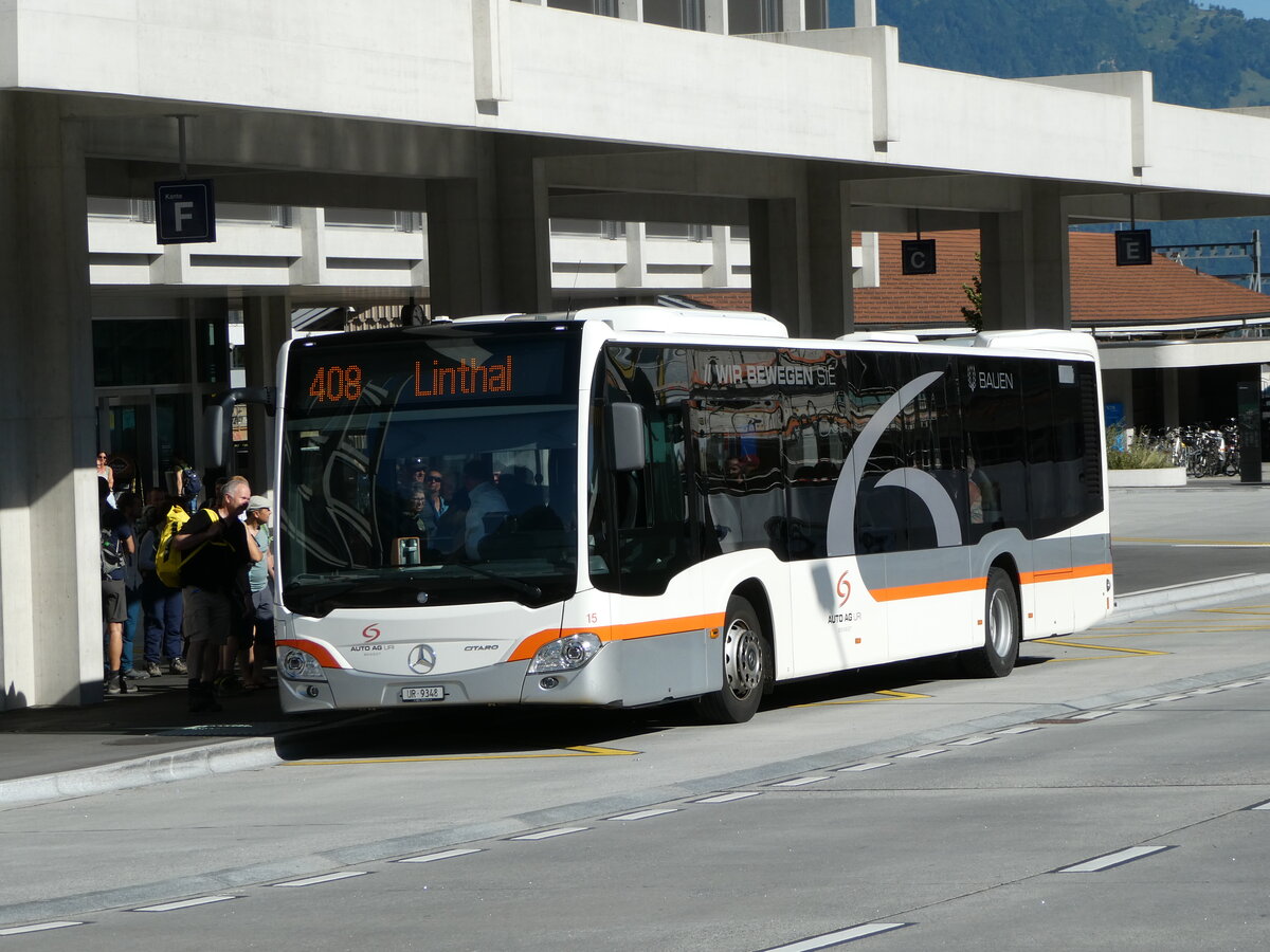 (252'687) - AAGU Altdorf - Nr. 15/UR 9348 - Mercedes am 15. Juli 2023 beim Bahnhof Altdorf