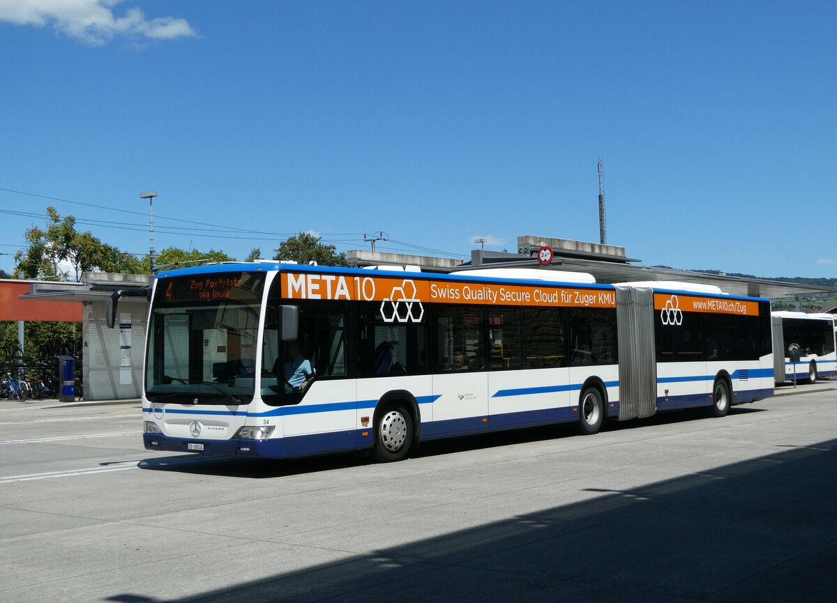 (253'337) - ZVB Zug - Nr. 34/ZG 88'034 - Mercedes am 3. August 2023 beim Bahnhof Baar