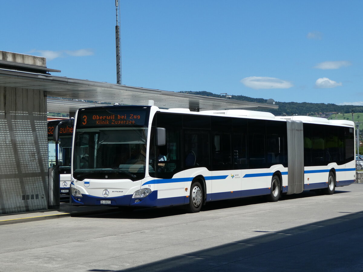 (253'338) - ZVB Zug - Nr. 72/ZG 88'072 - Mercedes am 3. August 2023 beim Bahnhof Baar