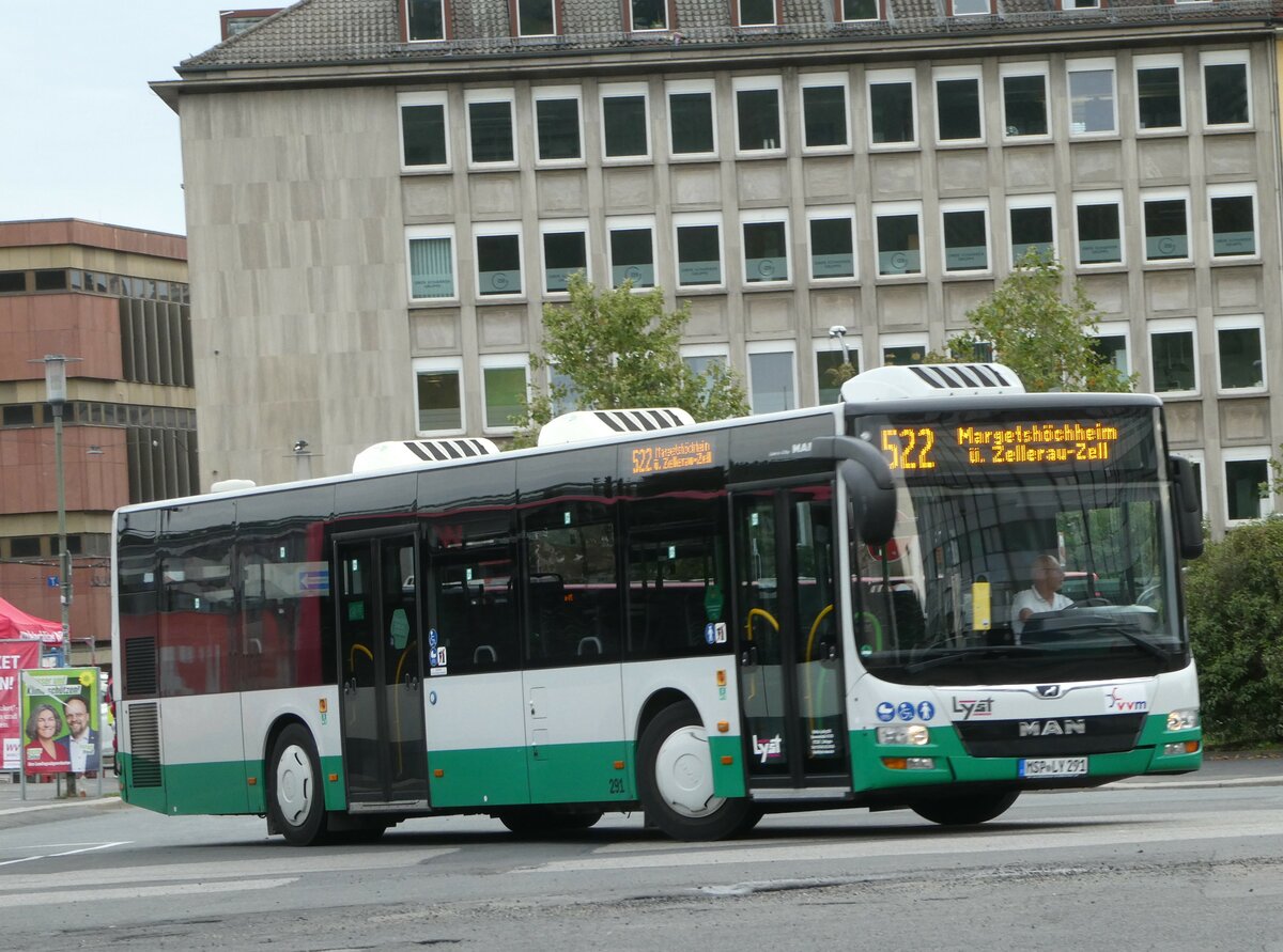 (254'344) - Lyst, Zellingen - Nr. 291/MSP-LY 291 - MAN am 29. August 2023 beim Bahnhof Wrzburg