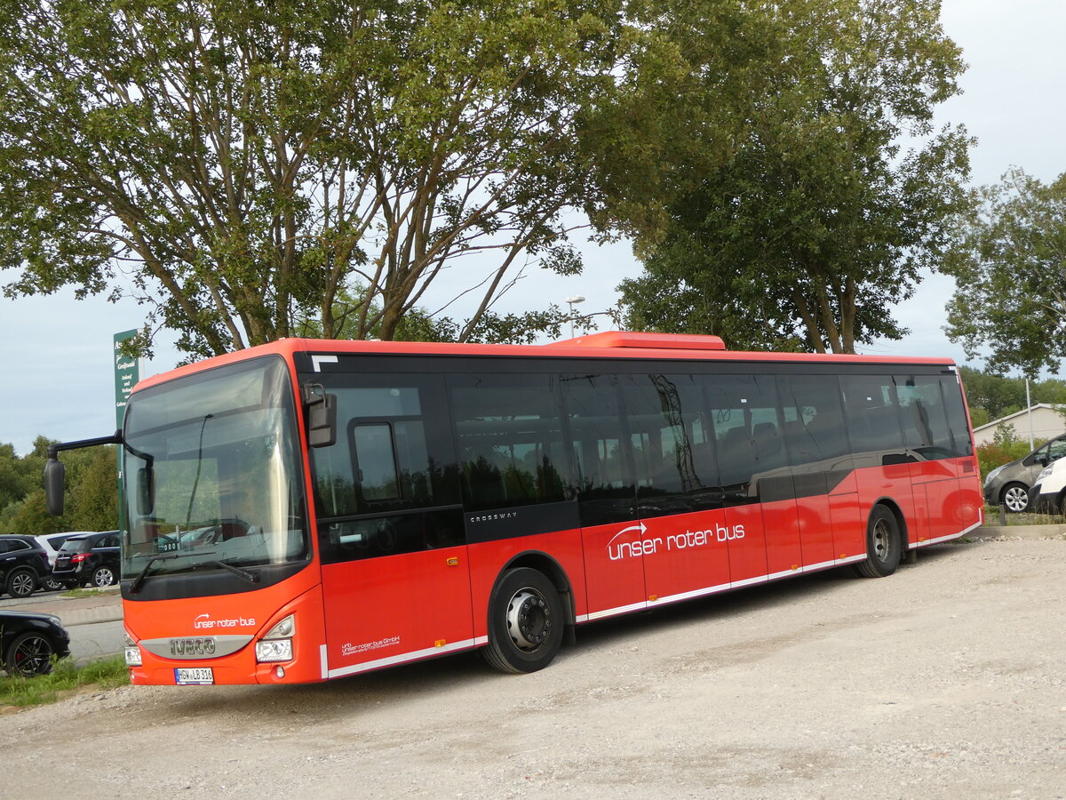 (254'392) - Unser Roter Bus, Ueckermnde - HGW-LB 316 - Iveco am 30. August 2023 in Greifswald, City Automobile 