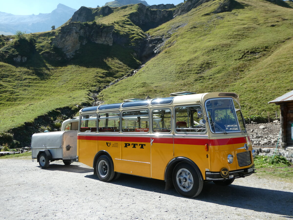 (255'072) - Schmid, Thrishaus - Nr. 9/BE 26'105 - Saurer/R&J (ex Geiger, Adelboden Nr. 9) am 10. September 2023 auf der Bundalp