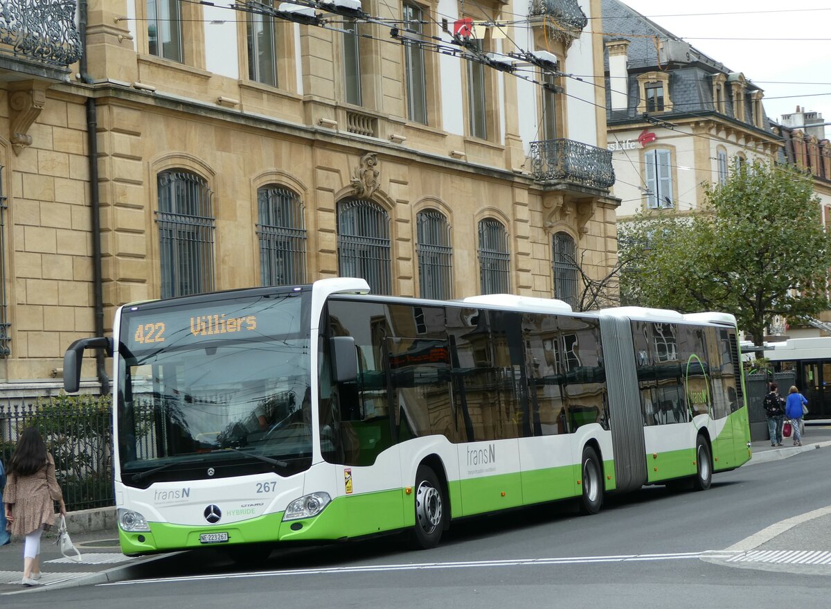 (255'232) - transN, La Chaux-de-Fonds - Nr. 267/NE 223'267 - Mercedes am 16. September 2023 in Neuchtel, Place Pury