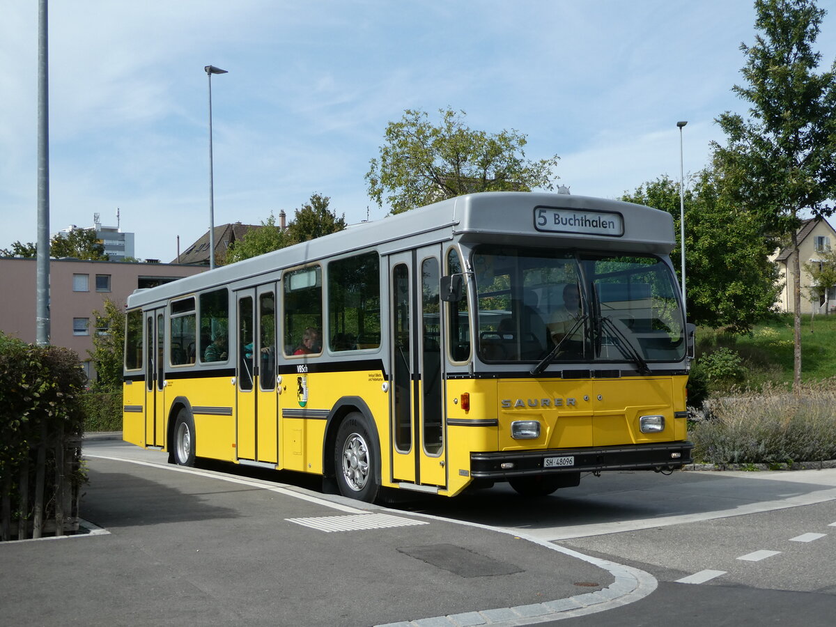 (255'333) - Wanner, Schleitheim - SH 48'096 - Saurer/Hess (ex Ruklic, Schaffhausen; ex VBSH Schaffhausen Nr. 40; ex VBSH Schaffhausen Nr. 19) am 17. September 2023 in Schaffhausen, Buchthalen