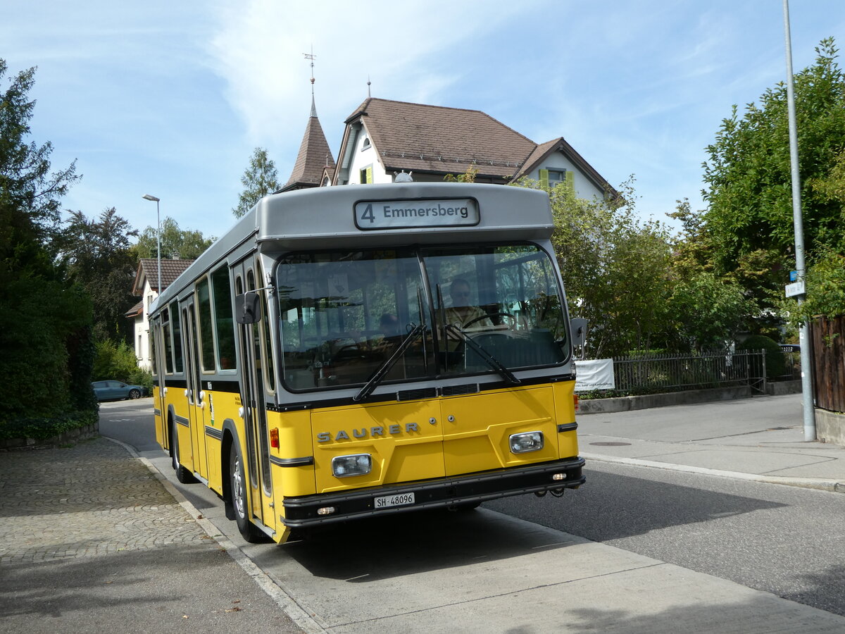 (255'340) - Wanner, Schleitheim - SH 48'096 - Saurer/Hess (ex Ruklic, Schaffhausen; ex VBSH Schaffhausen Nr. 40; ex VBSH Schaffhausen Nr. 19) am 17. September 2023 in Schaffhausen, Feldstrasse