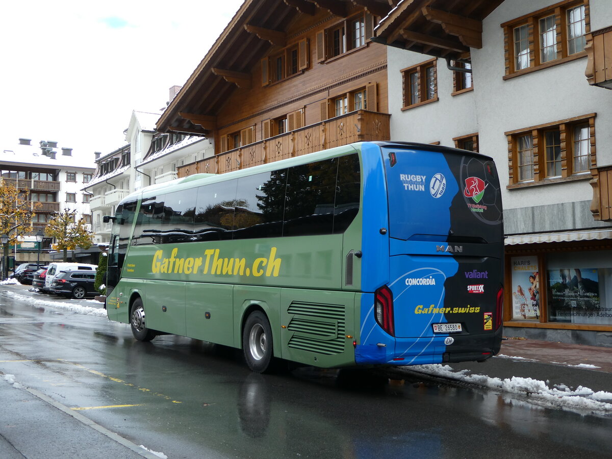 (256'669) - Gafner, Gwatt - Nr. 108/BE 26'580 - MAN am 3. November 2023 in Adelboden, Busstation