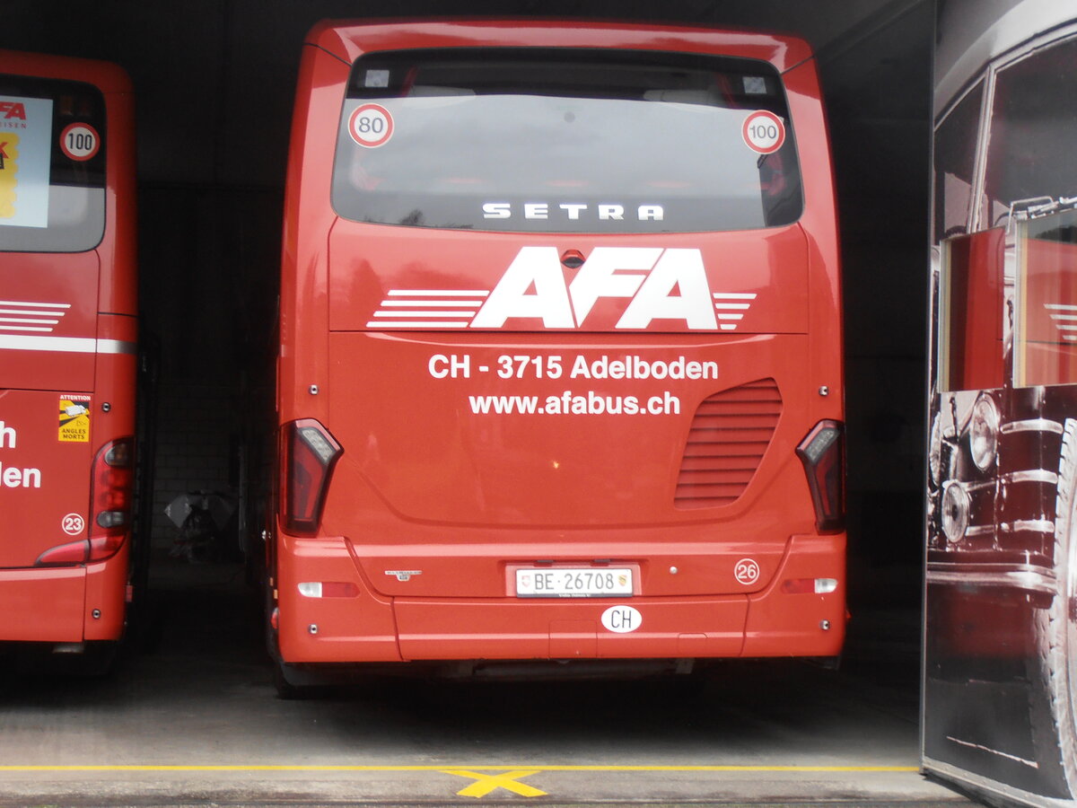 (257'608) - AFA Adelboden - Nr. 26/BE 26'708 - Setra am 12. Dezember 2023 in Frutigen, Alte Garage