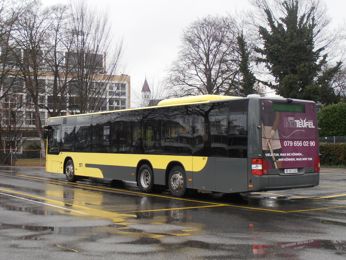 (257'736) - STI Thun - Nr. 148/ZH 801'148 - MAN am 20. Dezember 2023 bei der Schifflndte Thun