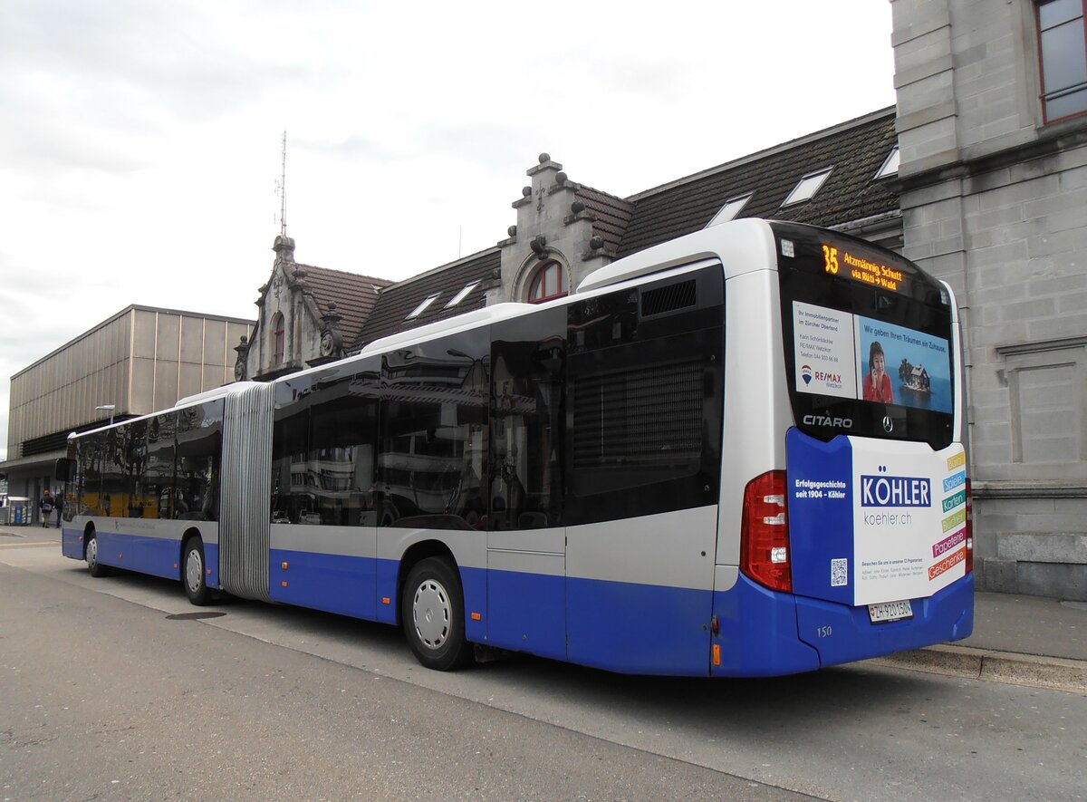 (257'818) - VZO Grningen - Nr. 150/ZH 920'150 - Mercedes am 23. Dezember 2023 beim Bahnhof Rapperswil