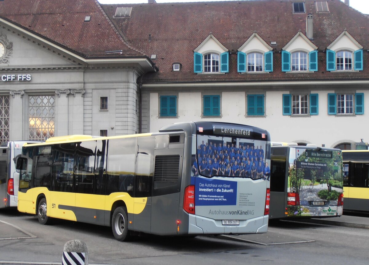 (257'973) - STI Thun - Nr. 187/BE 804'187 - Mercedes am 29. Dezember 2023 beim Bahnhof Thun