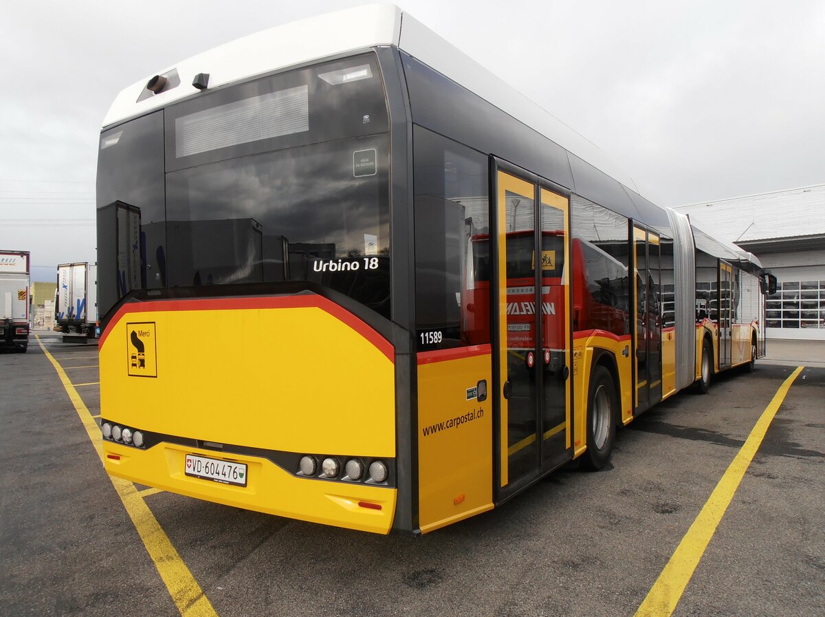 (258'081) - CarPostal Ouest - VD 604'476/PID 11'589 - Solaris am 1. Januar 2024 in Kerzers, Interbus