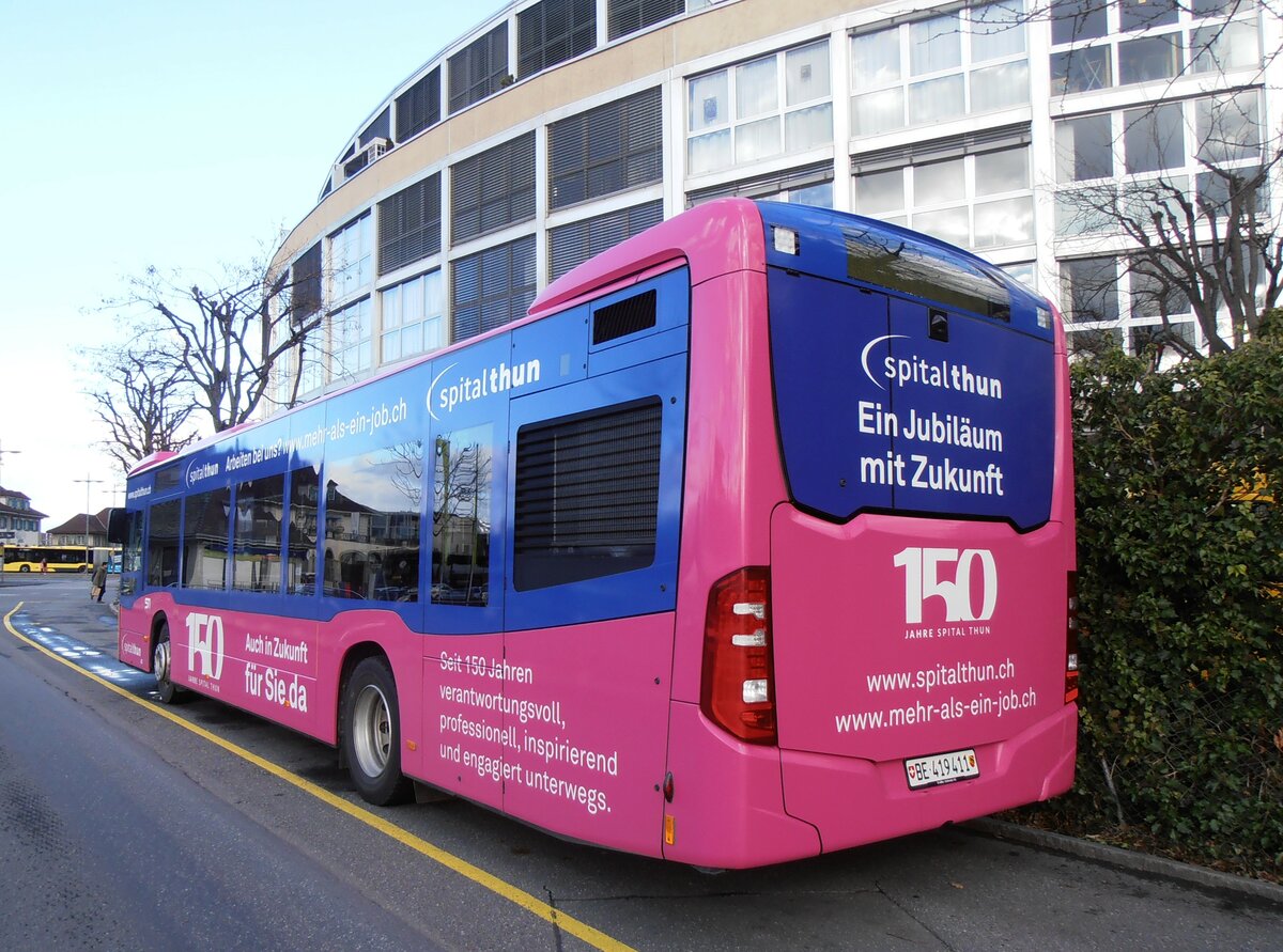 (258'108) - STI Thun - Nr. 411/BE 419'411 - Mercedes am 3. Januar 2024 bei der Schifflndte Thun