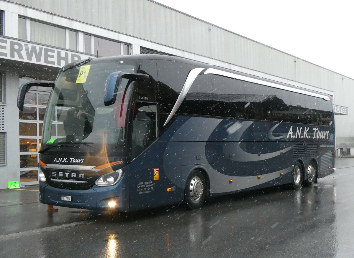 (258'204) - A.N.K. Tours, Liestal - BL 7777 - Setra am 6. Januar 2024 beim Bahnhof Frutigen