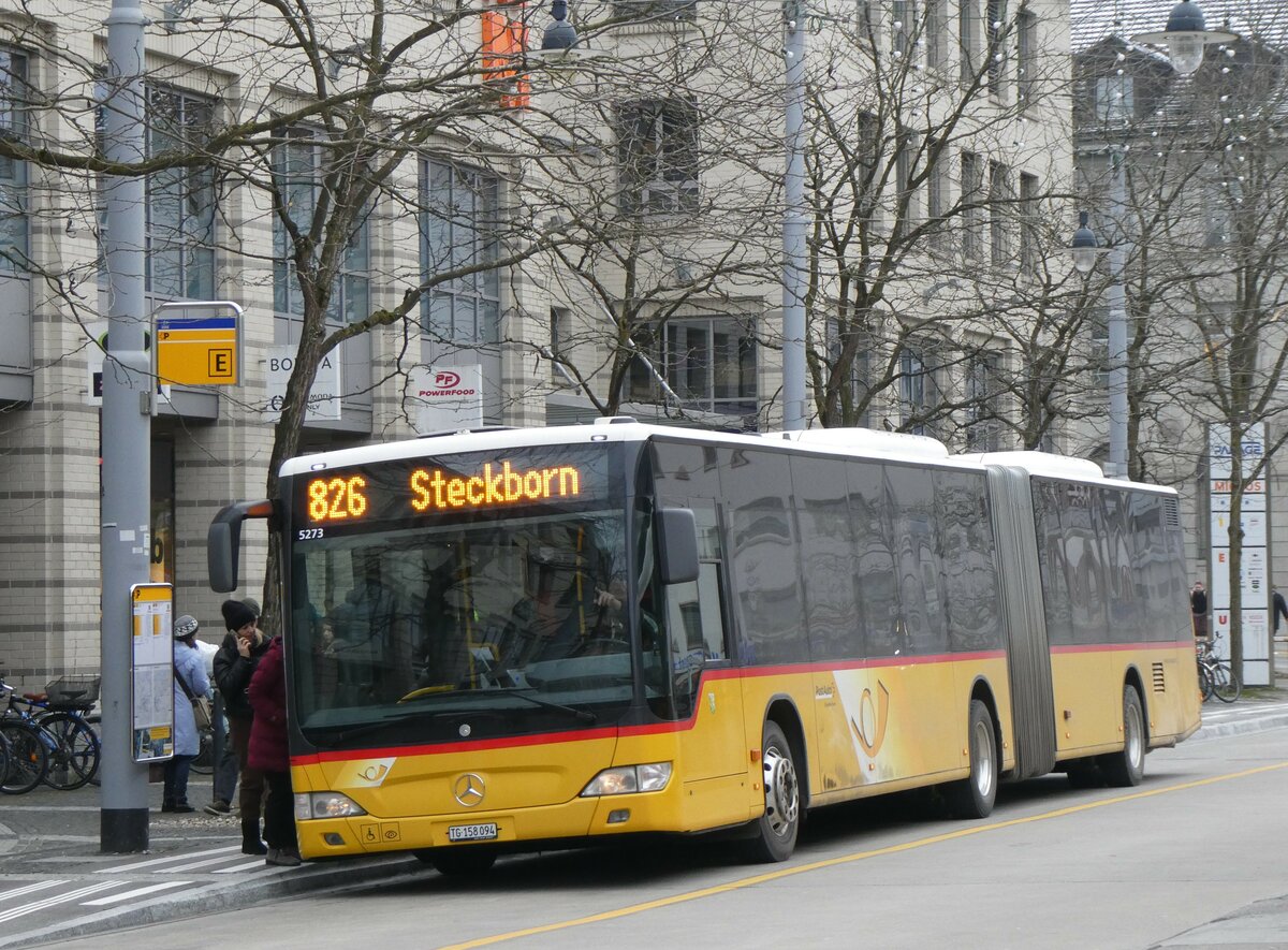 (258'545) - PostAuto Ostschweiz - TG 158'094/PID 5273 - Mercedes (ex PostAuto Bern Nr. 5273; ex PostAuto Bern Nr. 637) am 9. Januar 2024 beim Bahnhof Frauenfeld