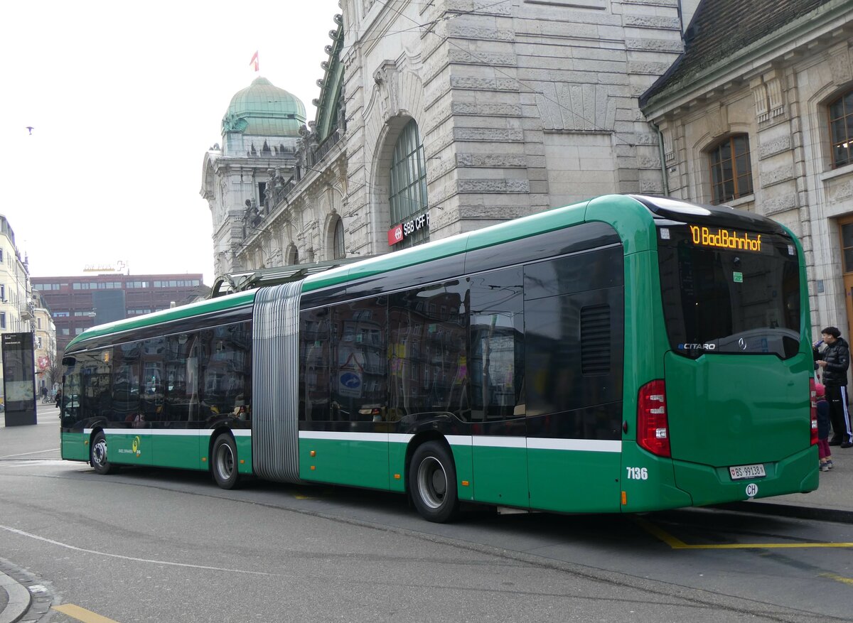 (259'020) - BVB Basel - Nr. 9136/BS 99'138 - eMercedes am 30. Januar 2024 beim Bahnhof Basel