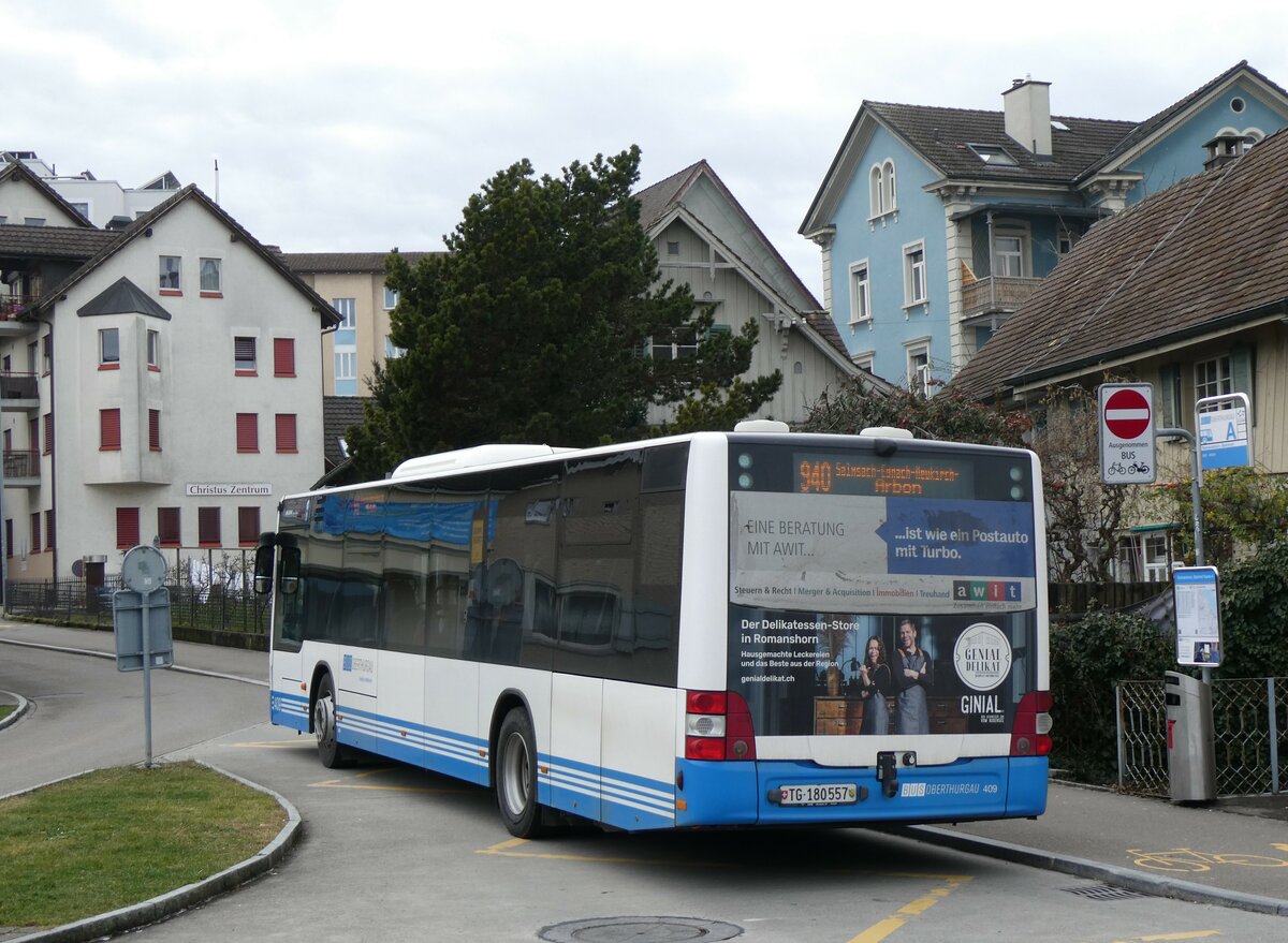 (259'067) - BOTG Amriswil - Nr. 409/TG 180'557 - MAN (ex Nr. 14) am 2. Februar 2024 beim Bahnhof Romanshorn