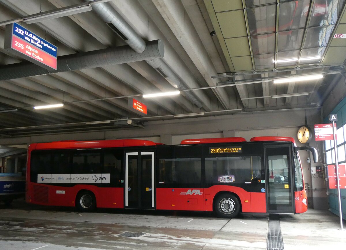 (259'470) - AFA Adelboden - Nr. 28/BE 43'089 - Mercedes am 19. Februar 2024 in Adelboden, Busstation