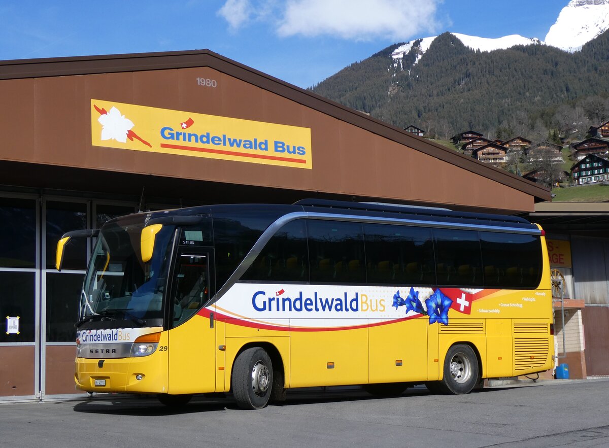 (260'474) - GrindelwaldBus, Grindelwald - Nr. 29/BE 47'910 - Setra am 19. Mrz 2024 in Grindelwald, Garage