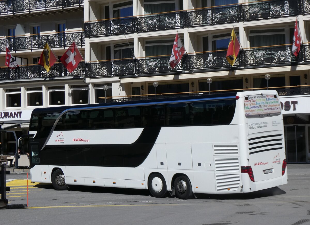 (260'537) - Hilrio, Schtz - LU 266'303 - Setra am 19. Mrz 2024 beim Bahnhof Grindelwald