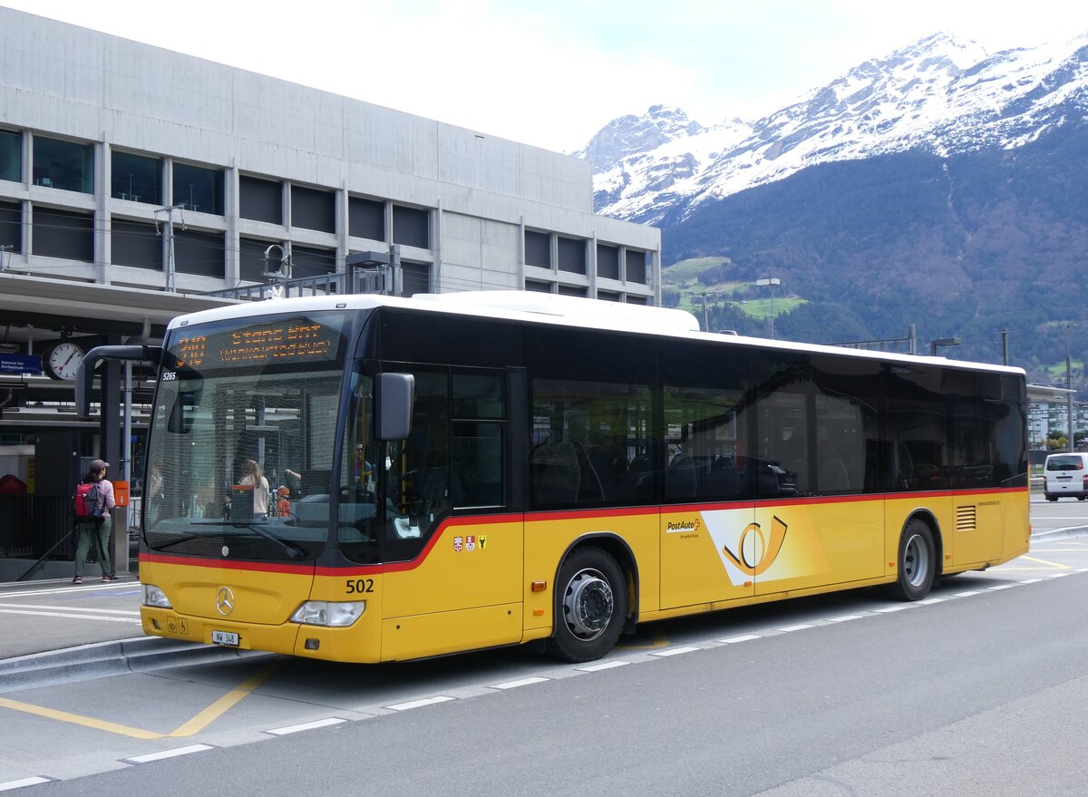 (261'041) - PostAuto Zentralschweiz - Nr. 502/NW 348/PID 5265 - Mercedes (ex Nr. 52; ex Nr. 31; ex Thepra, Stans Nr. 31) am 6. April 2024 beim Bahnhof Altdorf