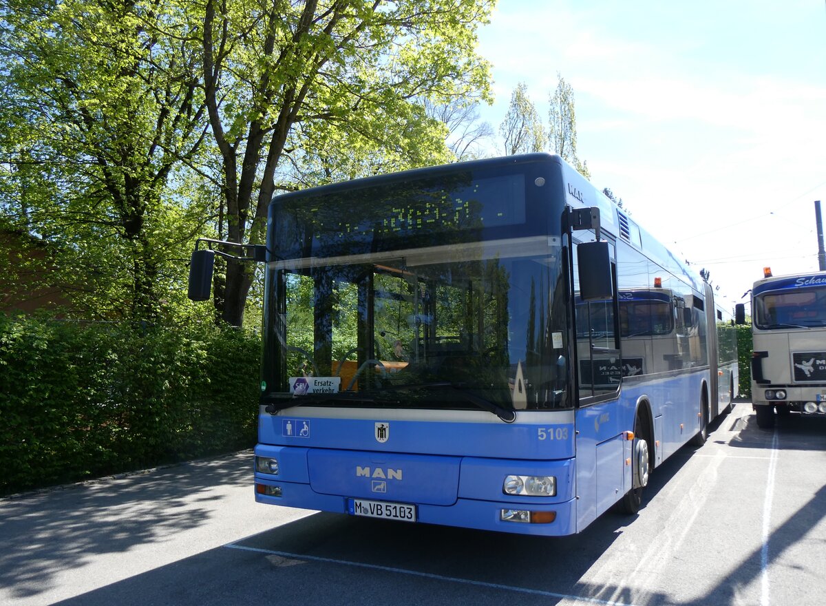 (261'238) - MVG Mnchen - Nr. 5103/M-VG 5103 - MAN am 13. April 2024 in Mnchen, MVG-Museum