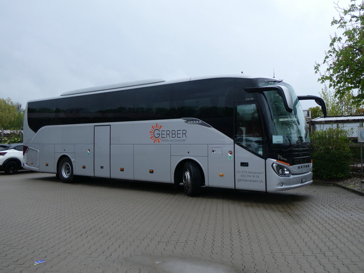 (261'503) - Aus der Schweiz: Gerber, Matzendorf - SO 149'883 - Setra am 15. April 2024 in Buchloe, Wirtshaus Alp-Villa