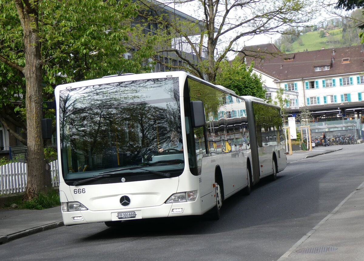 (261'843) - Intertours, Domdidier - Nr. 666/FR 300'666 - Mercedes (ex STI Thun Nr. 136) am 29. April 2024 beim Bahnhof Thun (Kante X)