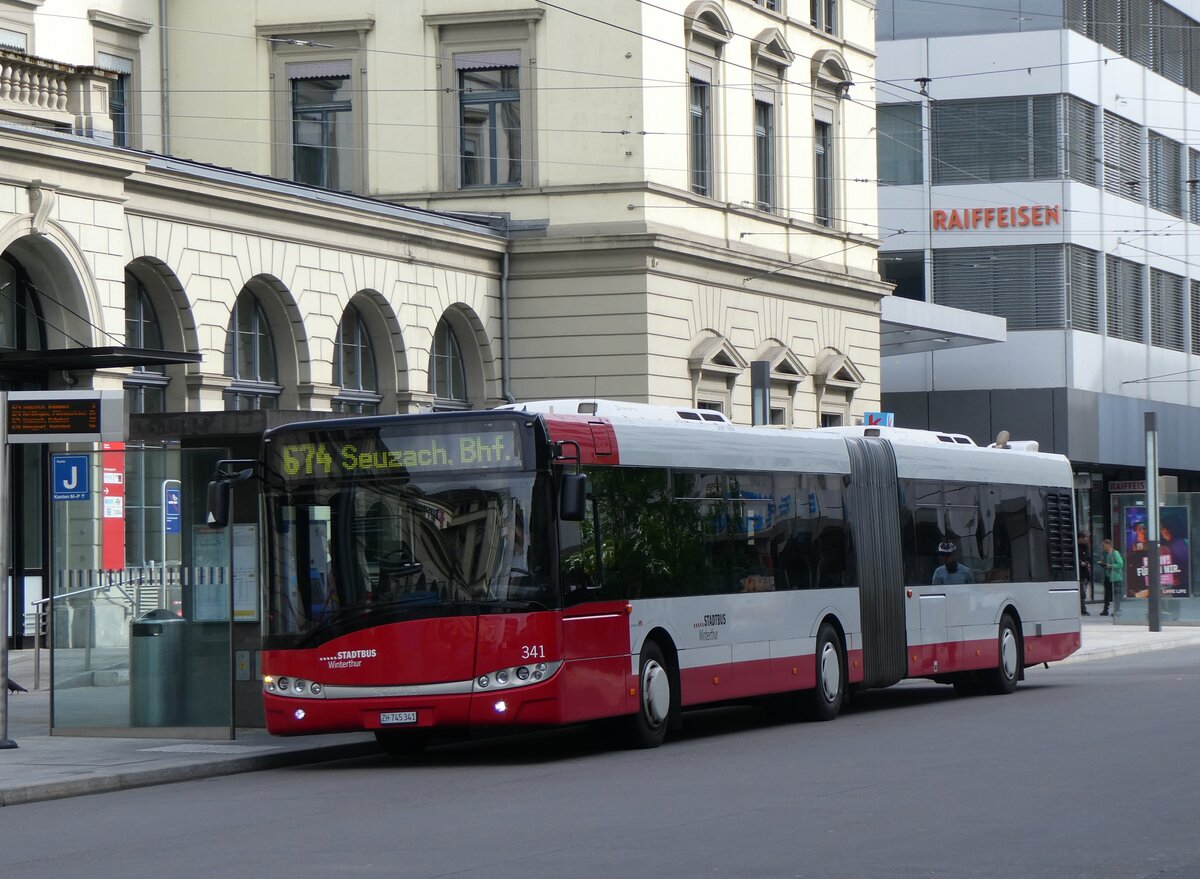 (261'885) - SW Winterthur - Nr. 341/ZH 745'341 - Solaris am 4. Mai 2024 beim Hauptbahnhof Winterthur