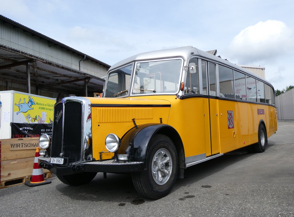 (262'040) - Wegmller, Attikon - ZH 9967 - Saurer/Hess (ex 24'531; ex P 1375) am 4. Mai 2024 in Attikon, Wegmller