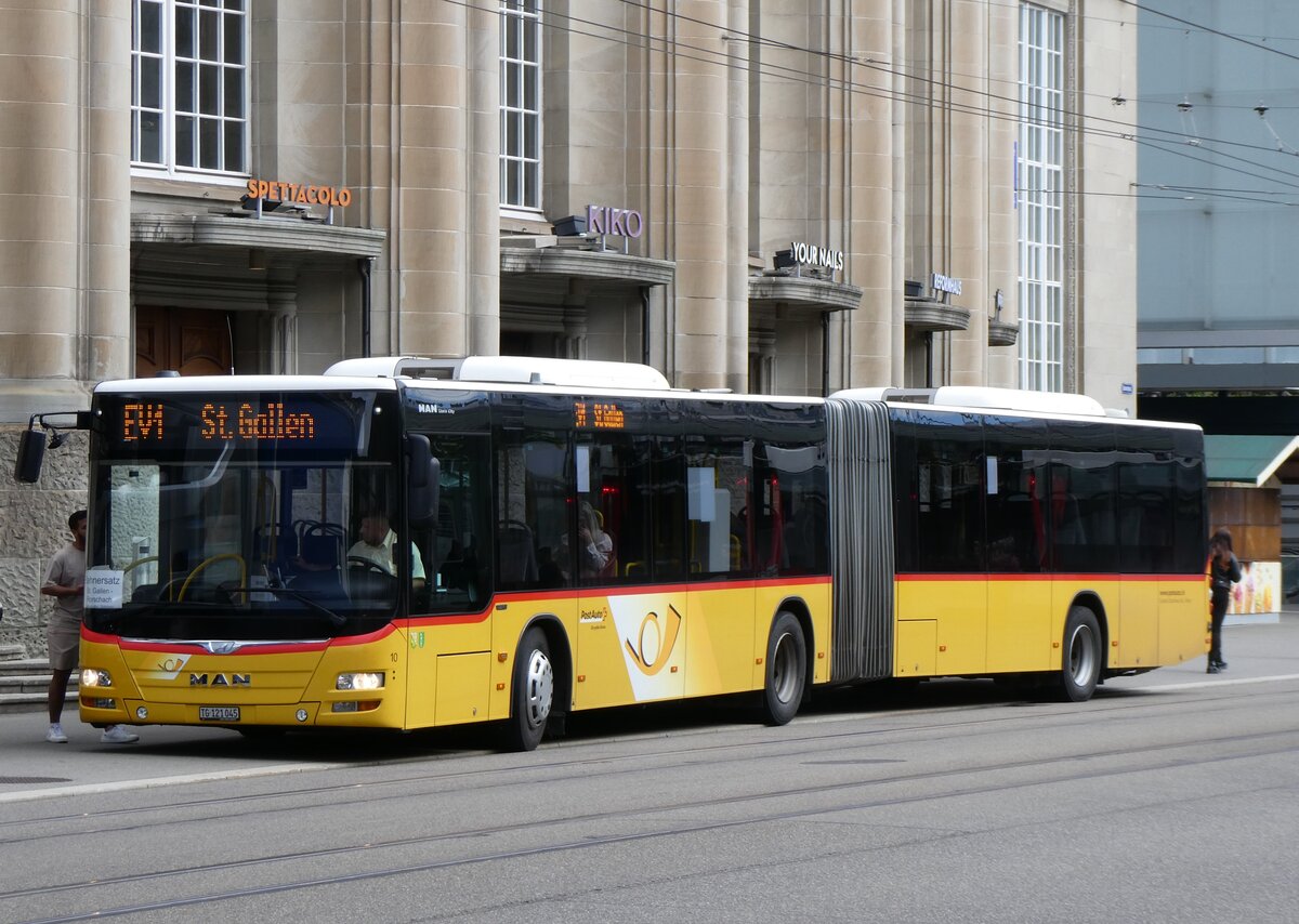 (262'781) - Eurobus, Arbon - Nr. 10/TG 121'045/PID 10'451 - MAN am 24. Mai 2024 beim Bahnhof St. Gallen