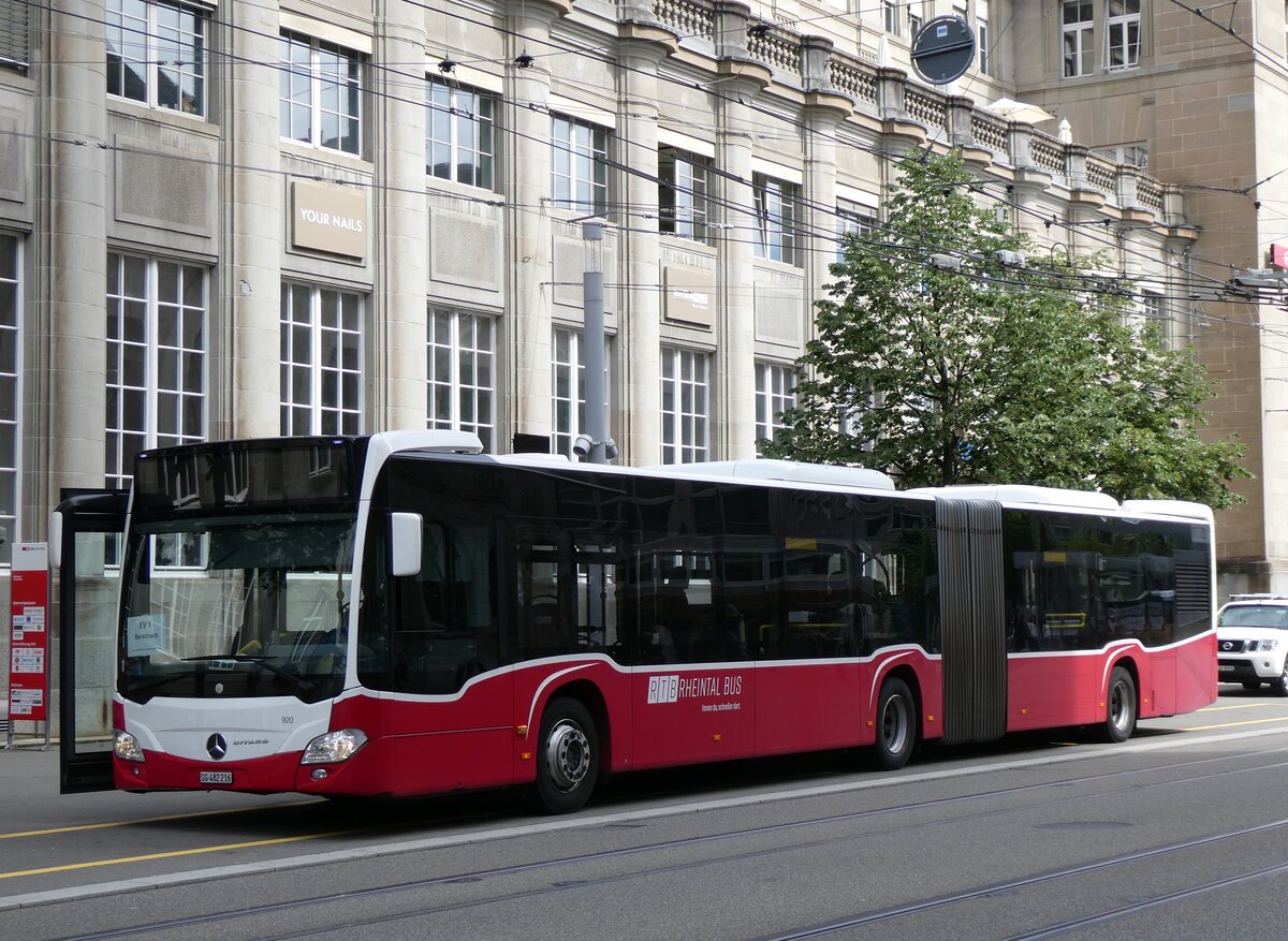 (262'802) - RTB Altsttten - Nr. 920/SG 482'216 - Mercedes (ex Wiener Linien, A-Wien Nr. 8724) am 24. Mai 2024 beim Bahnhof St. Gallen