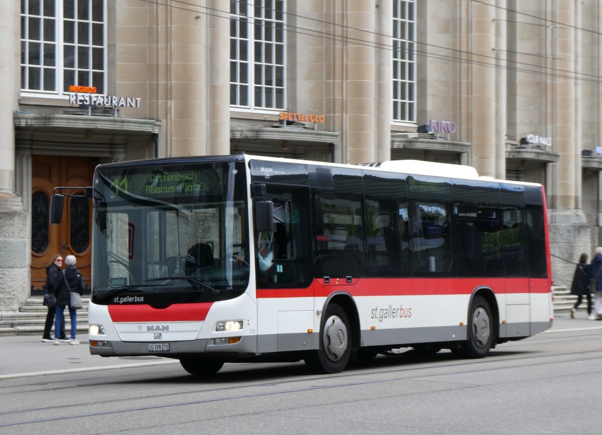 (262'816) - St. Gallerbus, St. Gallen - Nr. 270/SG 198'270 - MAN/Gppel am 24. Mai 2024 beim Bahnhof St. Gallen